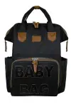 Monaco Baby Bag Baskılı Anne Bebek Bakım Sırt Çantası (SIYAH BASKI)