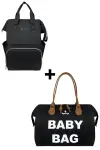  - Bye Bye Baby Bag Anne Bebek Bakım Ve Kadın Çantası+Silver Anne Bebek Bakım Sırt Çantası ( SIYAH )