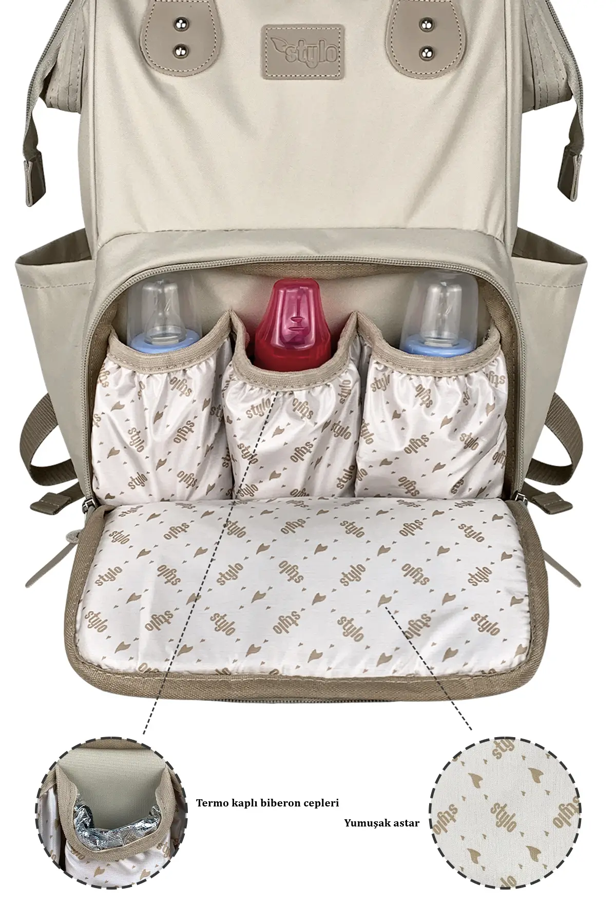 Paris X Pro Kadın ve Anne Bebek Bakım Sırt Çantası ( BEIGE )