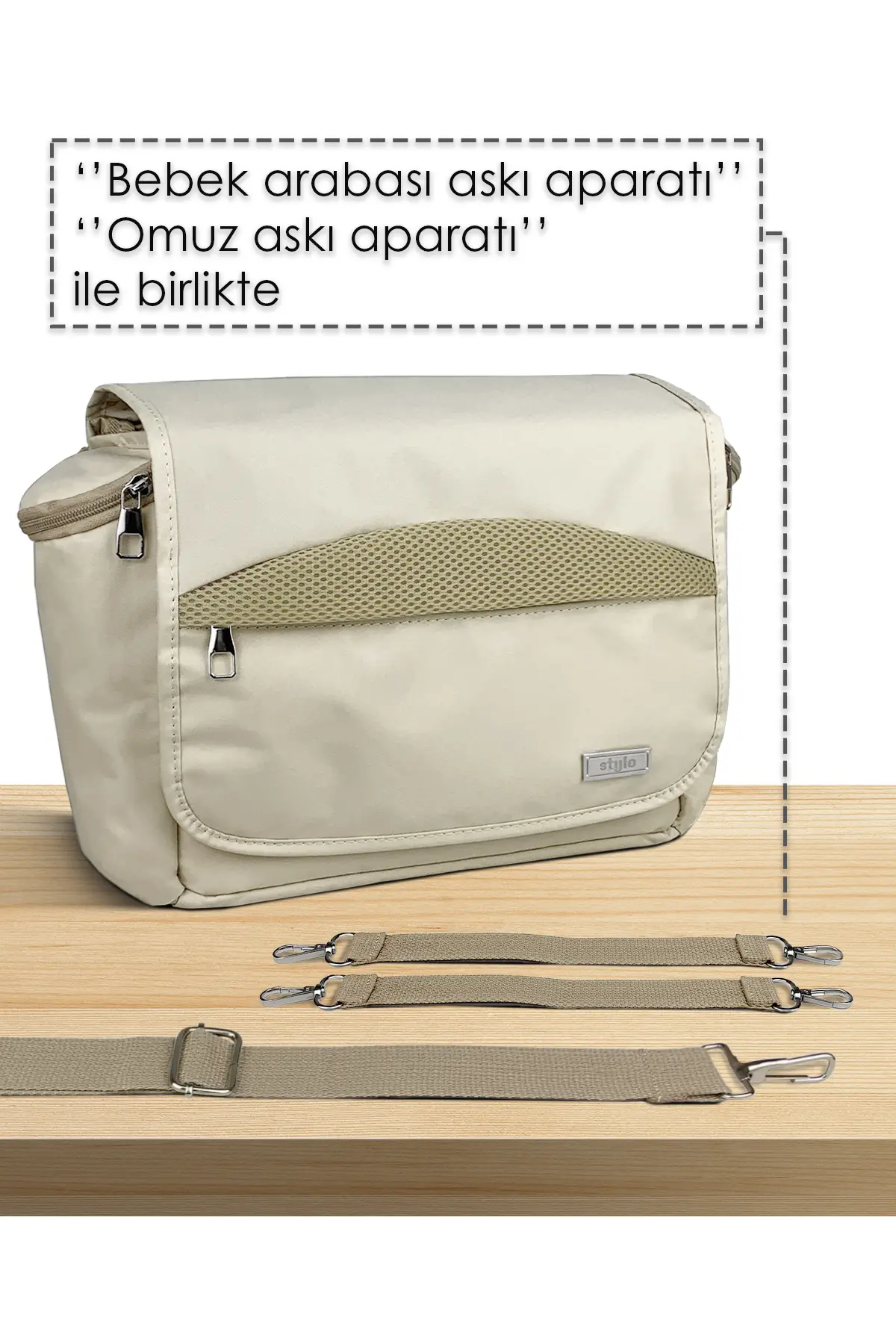 Stroller Bag X Pro  Termos Bölümlü Bebek Arabası ve Omuz Çantası  ( BEJ )