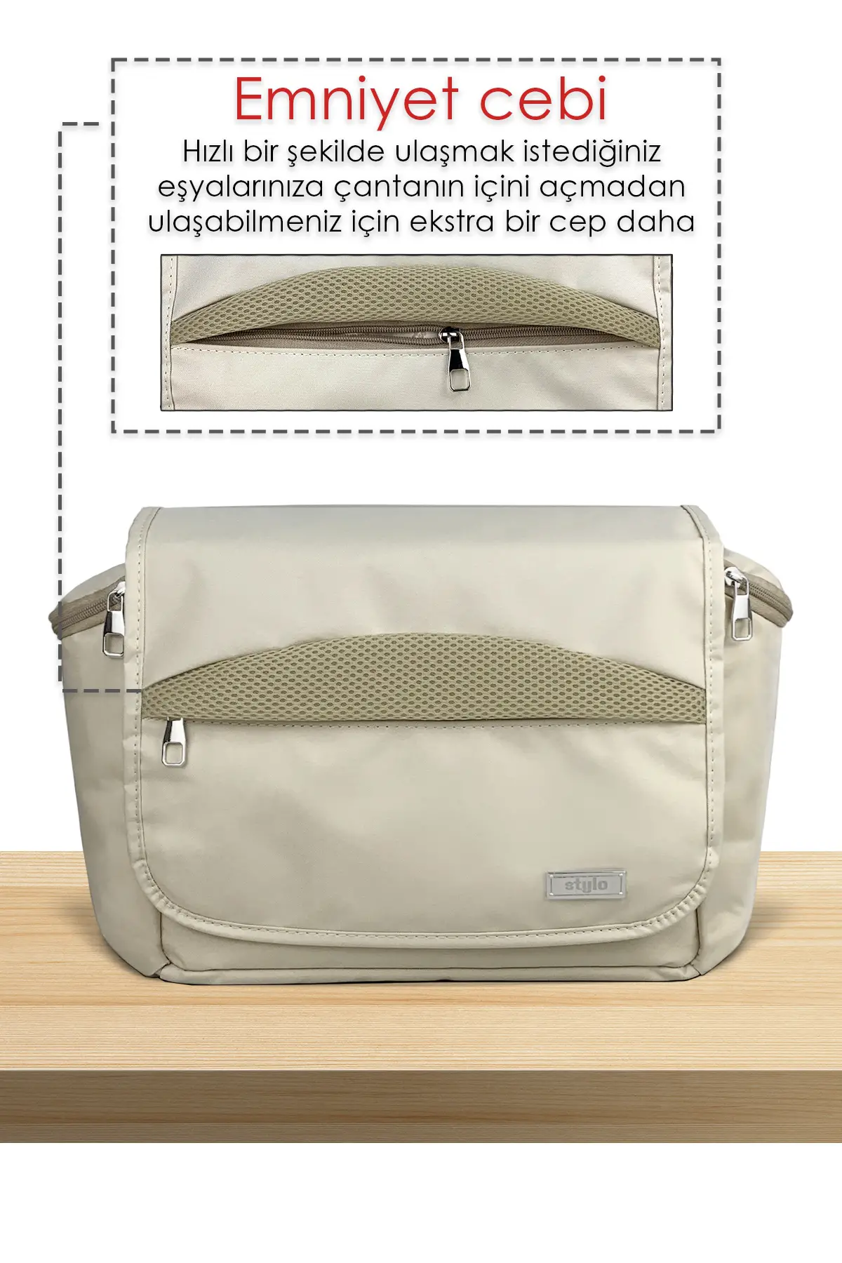 Stroller Bag X Pro  Termos Bölümlü Bebek Arabası ve Omuz Çantası  ( BEJ )