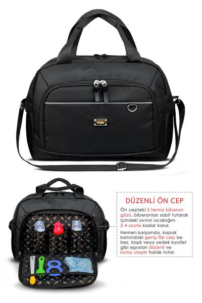 Urban Anne Bebek Bakım Omuz Çantası + X Pro Stroller Bebek Arabası ÇantasıTermos Çanta Hediyeli (SIY