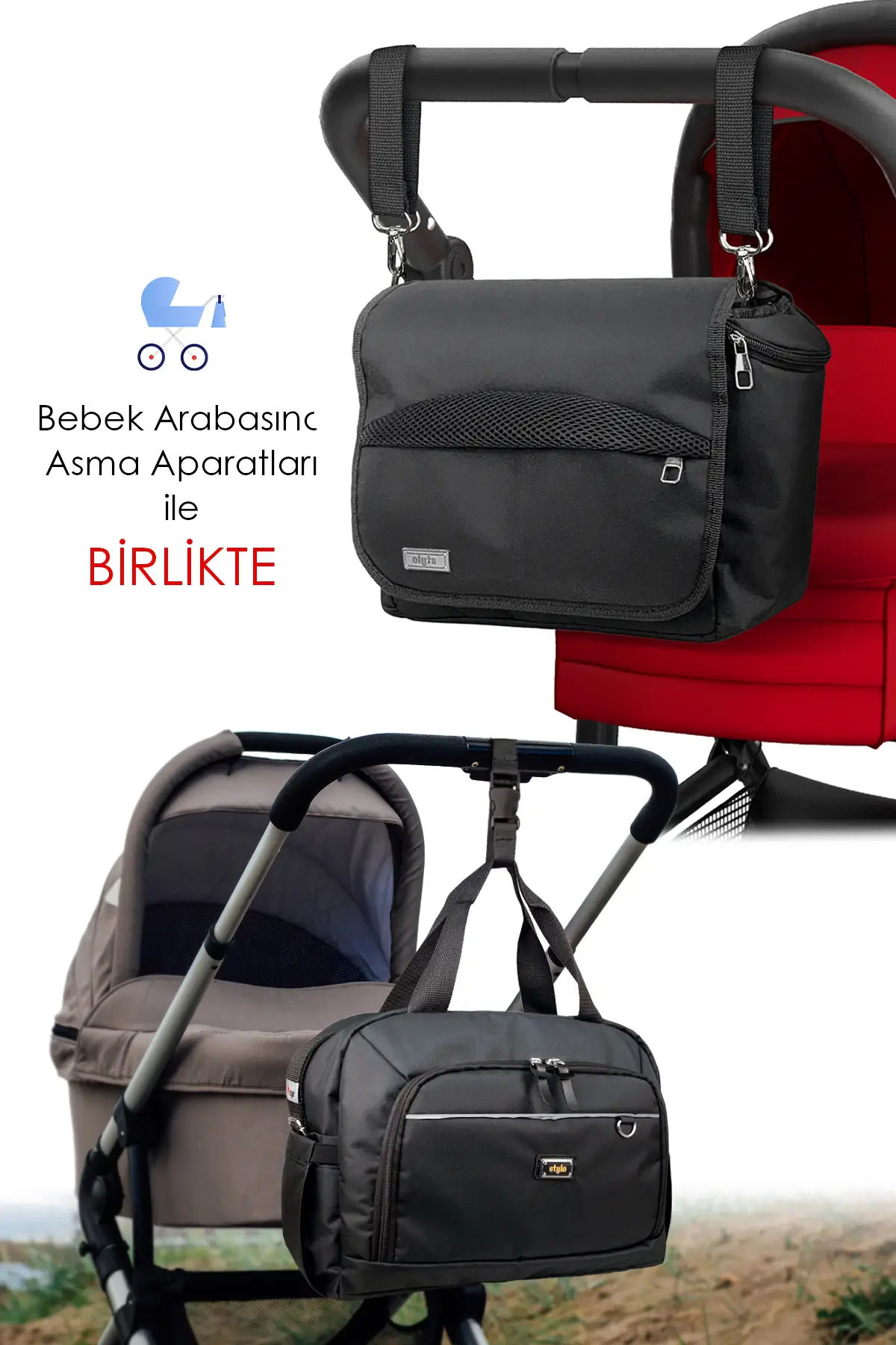 Urban Anne Bebek Bakım Omuz Çantası + X Pro Stroller Bebek Arabası ÇantasıTermos Çanta Hediyeli (SIY