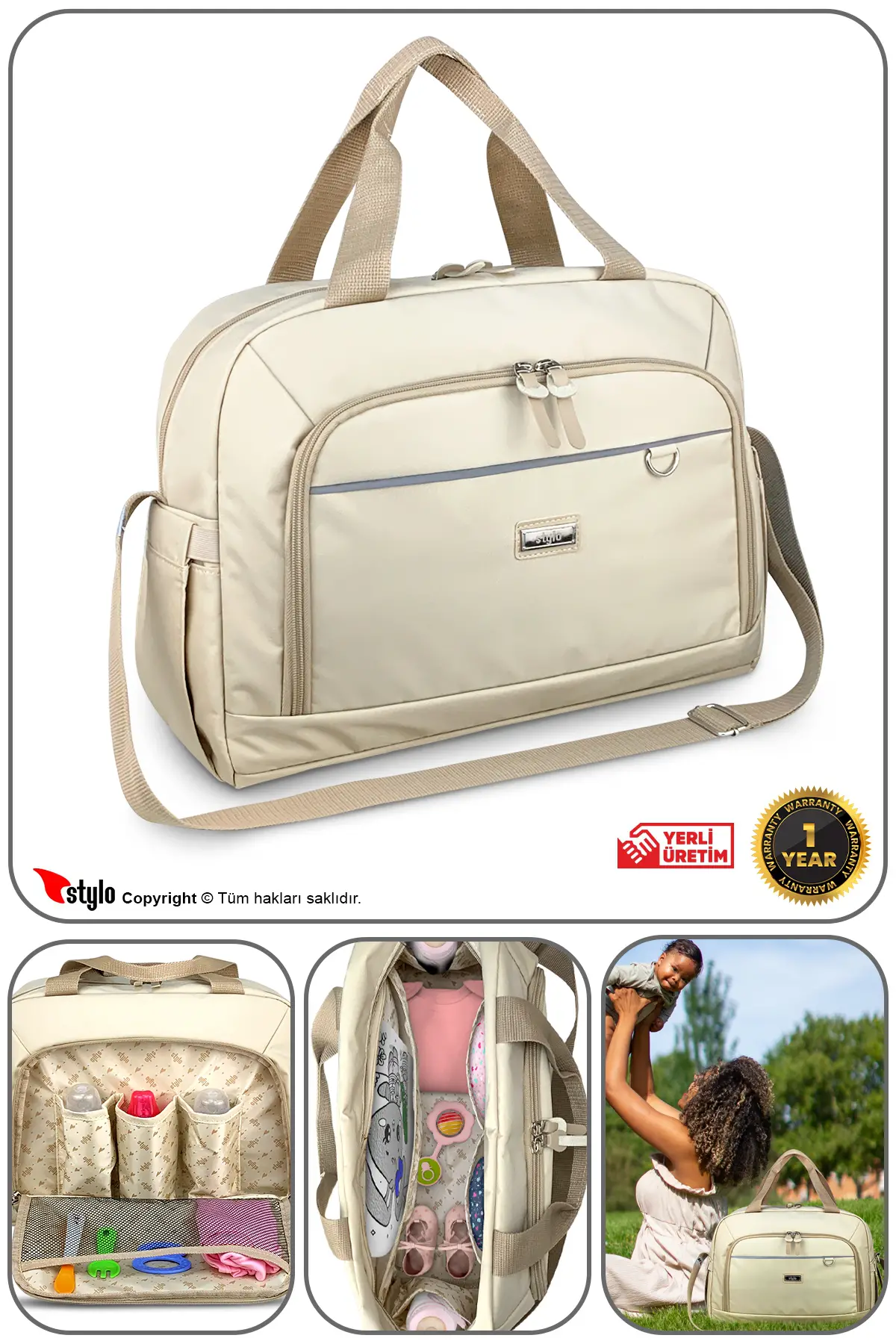 Urban X Pro Anne Bebek Bakım Kadın Çantası ve Yeni Doğan Çantası - ( BEJ )