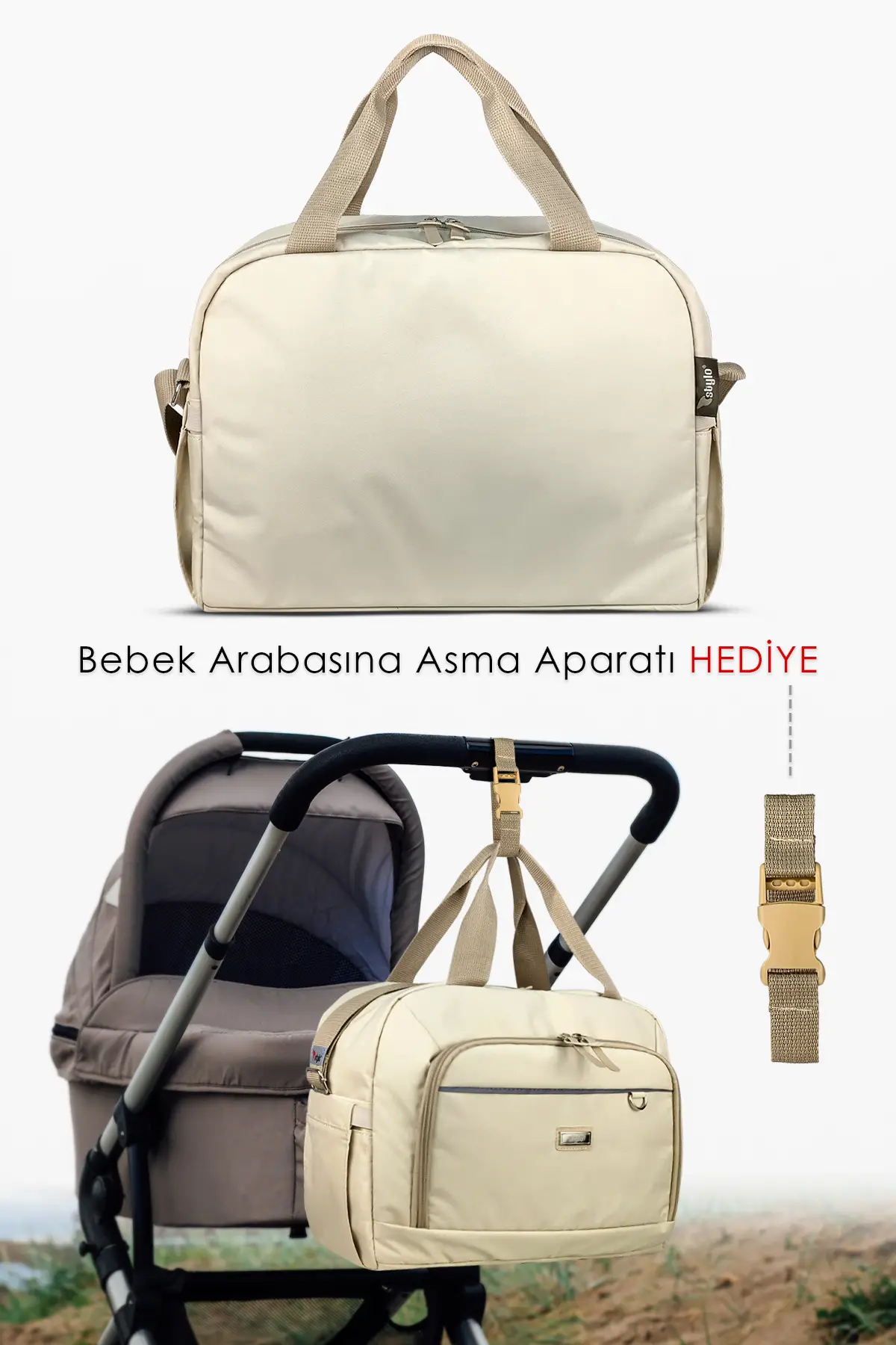 Urban X Pro Anne Bebek Bakım Kadın Çantası ve Yeni Doğan Çantası - ( BEJ )