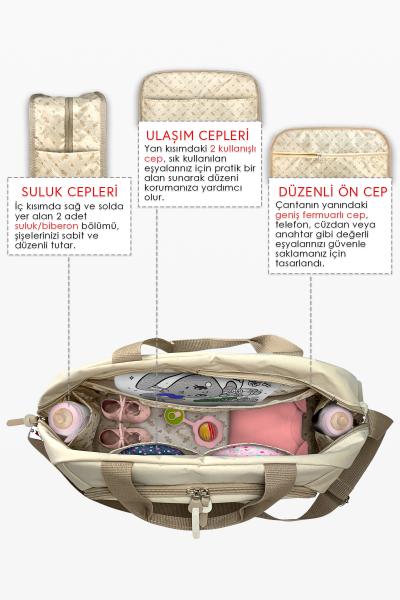 Urban X Pro Anne Bebek Bakım Kadın Çantası ve Yeni Doğan Çantası - ( BEJ )