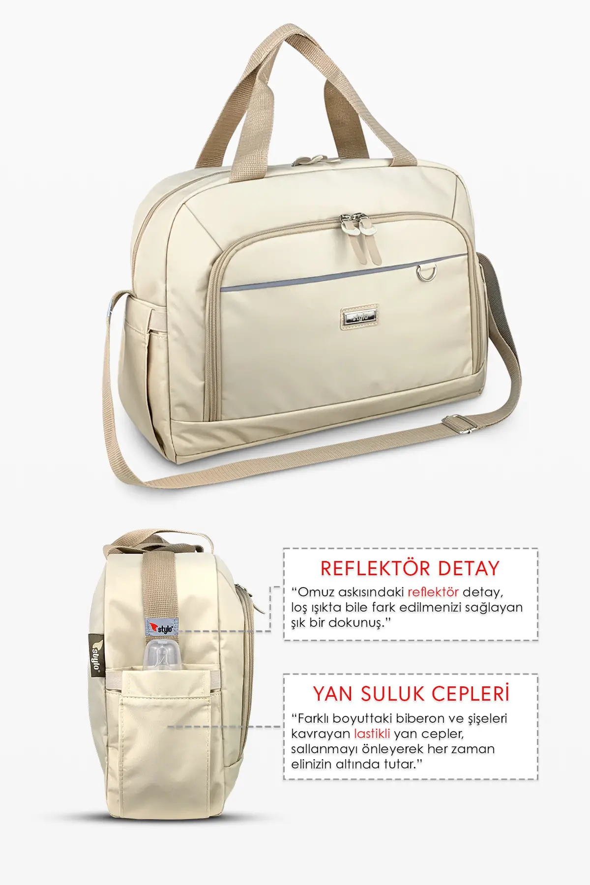 Urban X Pro Anne Bebek Bakım Kadın Çantası ve Yeni Doğan Çantası - ( BEJ )