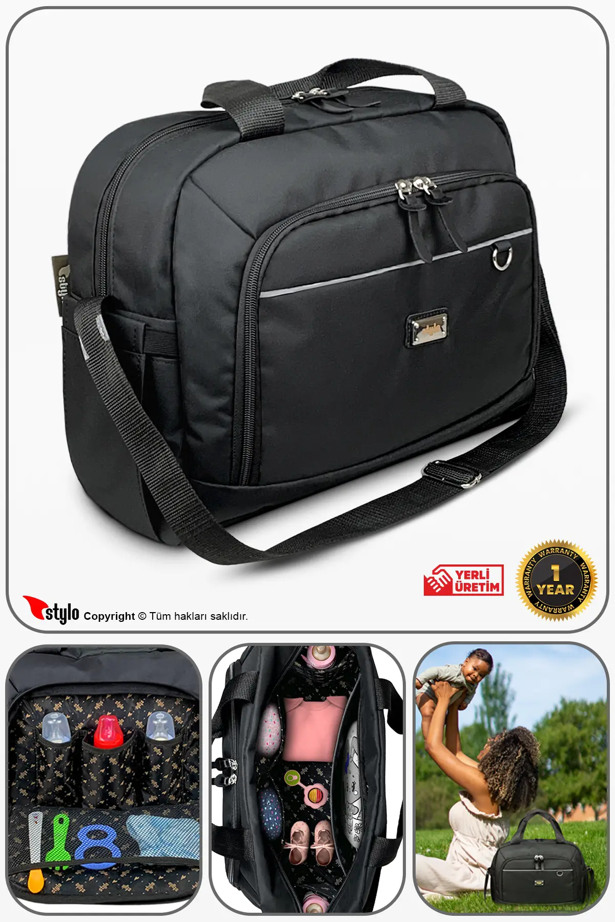 Urban X Pro Anne Bebek Bakım Kadın Çantası ve Yeni Doğan Çantası - (SIYAH )