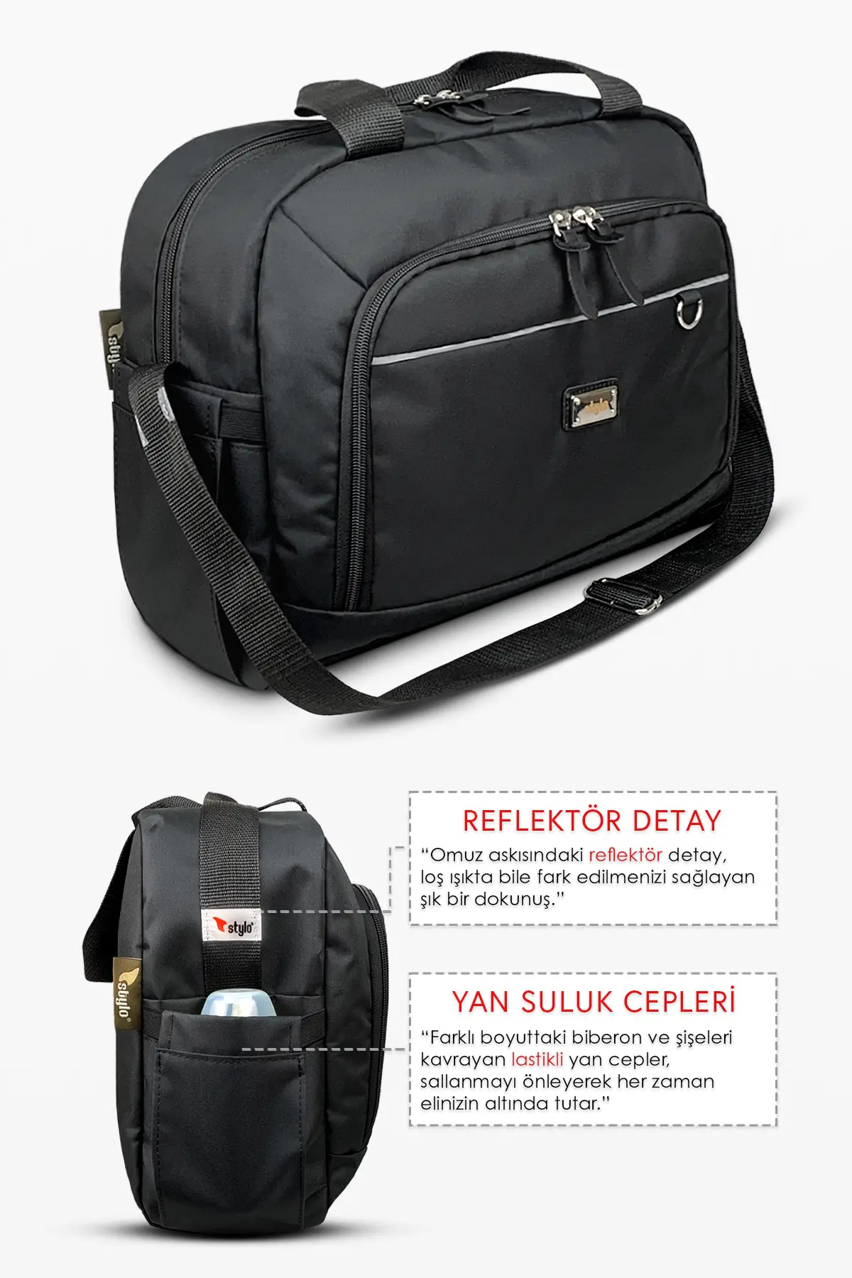 Urban X Pro Anne Bebek Bakım Kadın Çantası ve Yeni Doğan Çantası - (SIYAH )