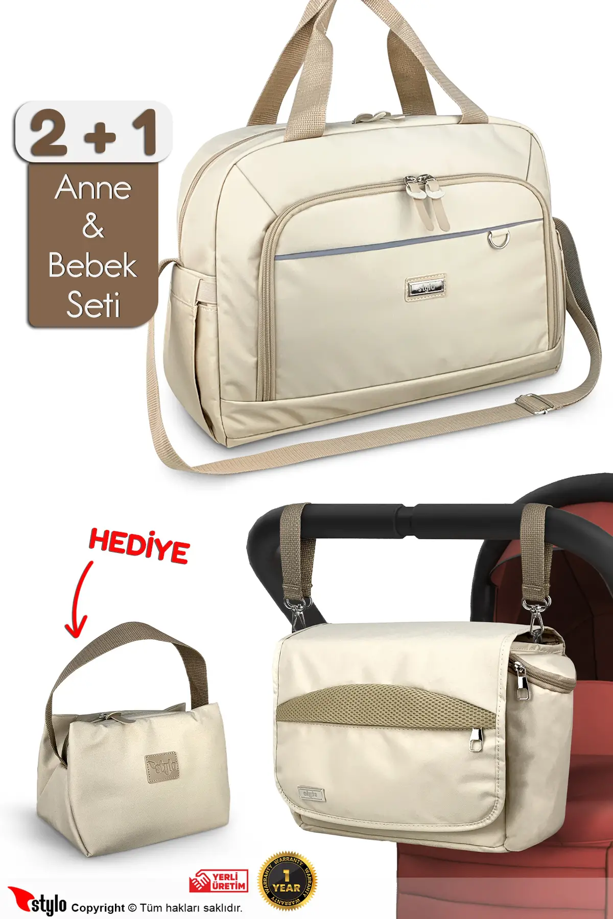 Urban Anne Bebek Bakım Omuz Çantası + X Pro Stroller Bebek Arabası ÇantasıTermos Çanta Hediyeli ( BE