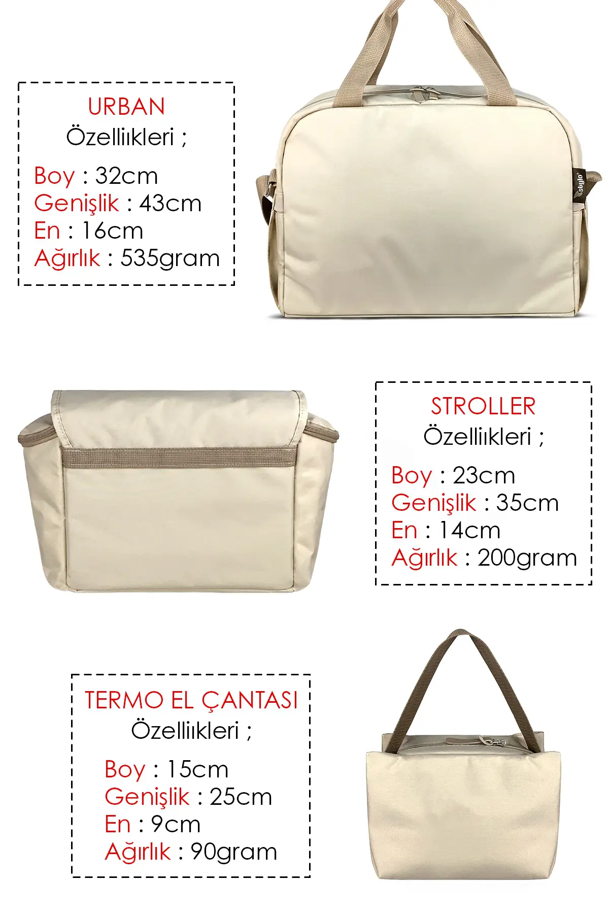 Urban Anne Bebek Bakım Omuz Çantası + X Pro Stroller Bebek Arabası ÇantasıTermos Çanta Hediyeli ( BE